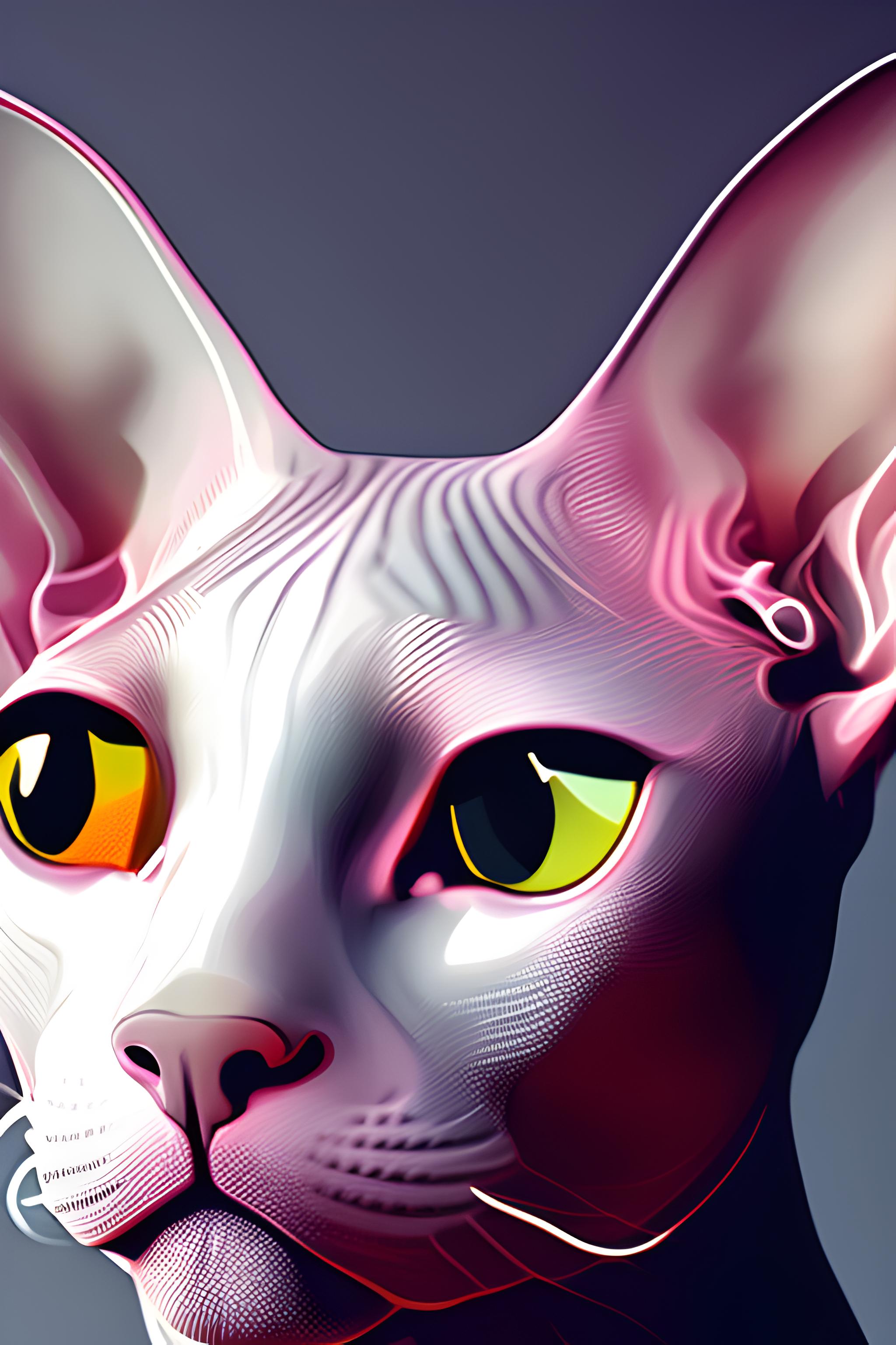 A photorealistic studio photograph of a Sphynx cat, designed as a vertical smartphone wallpaper (as…